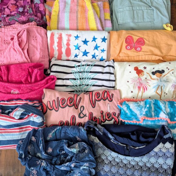 Girls Clothing Bundle Lot All Seasons Dresses Pants Tops Sweaters Size 7 8 - Picture 1 of 16